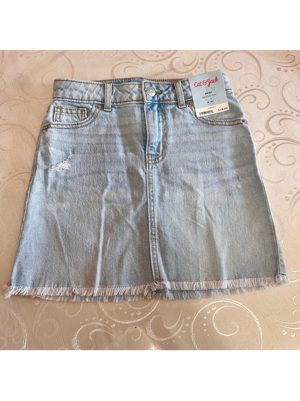 Cat & Jack Girl Light Wash Denim Mini Skirt - Light Blue